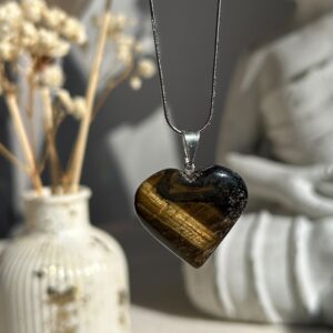 Colgante corazon ojo de tigre